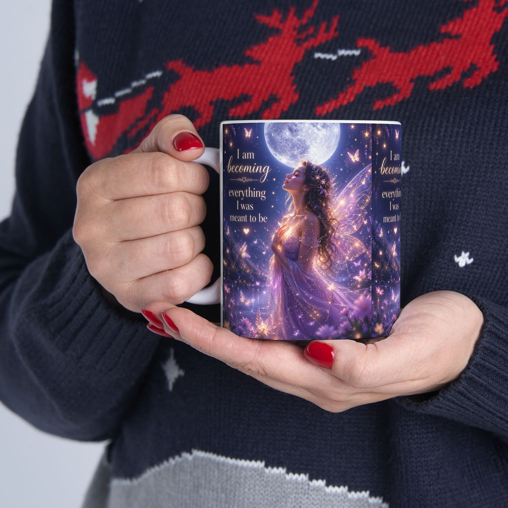 Inspirational Fantasy Mug — "I am becoming everything I was meant to be" Ceramic Coffee Cup