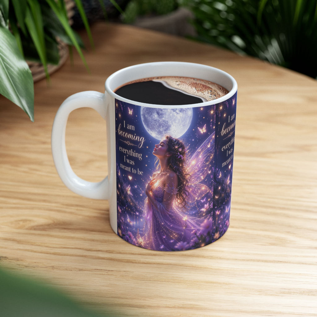 Inspirational Fantasy Mug — "I am becoming everything I was meant to be" Ceramic Coffee Cup